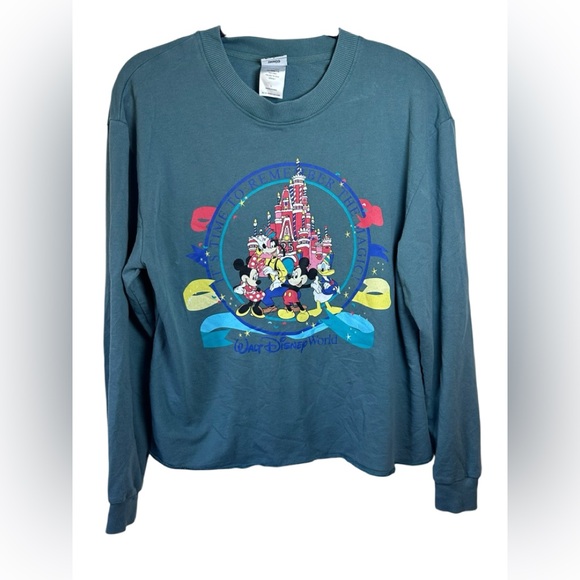 Disney Park 25th Anniversary Cinderella Castle Vintage Style Size L Cropped - Picture 1 of 4